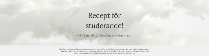 Recept för studerande Skärmdump av webbplatsen Recept för studerande